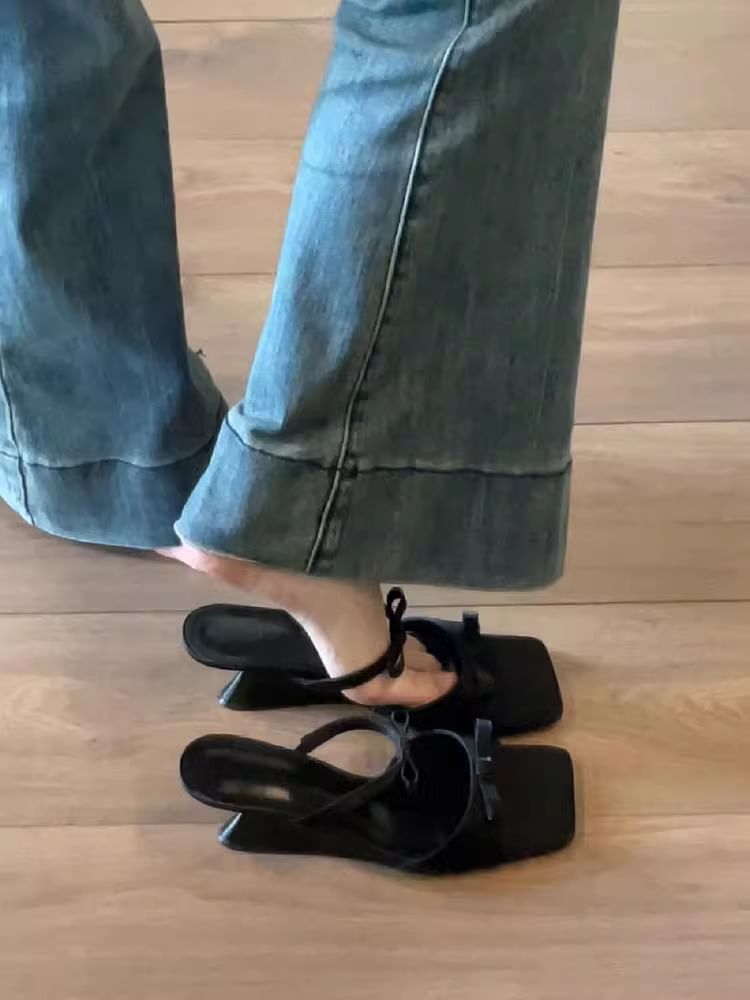 Wedge Sandals Bow Slide Heel
