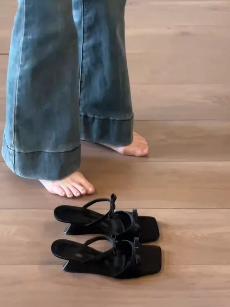 Wedge Sandals Bow Slide Heel