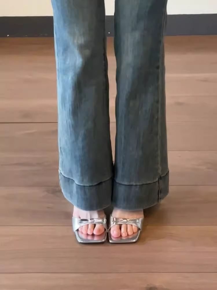 Wedge Sandals Bow Slide Heel