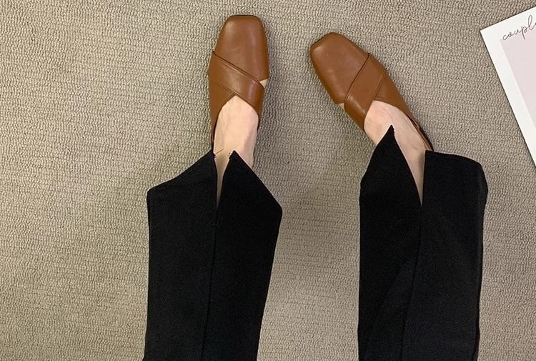 Square Cross Criss Toe Mules