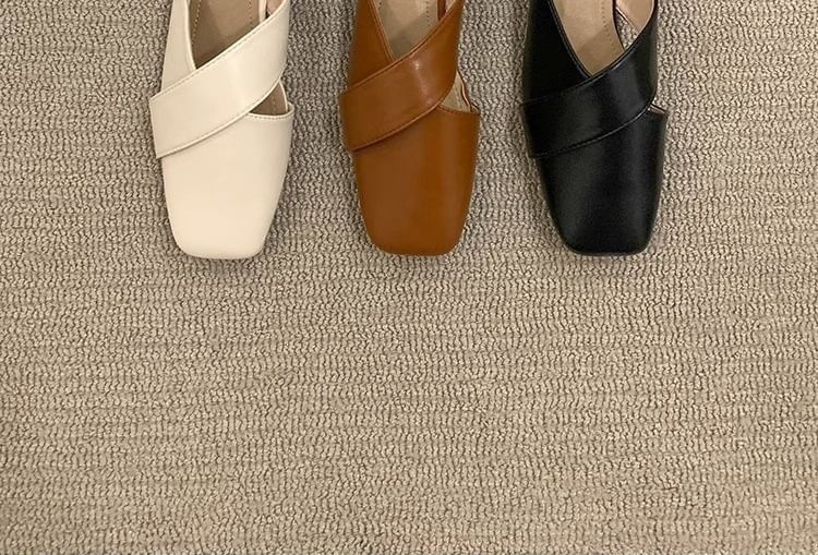 Square Cross Criss Toe Mules