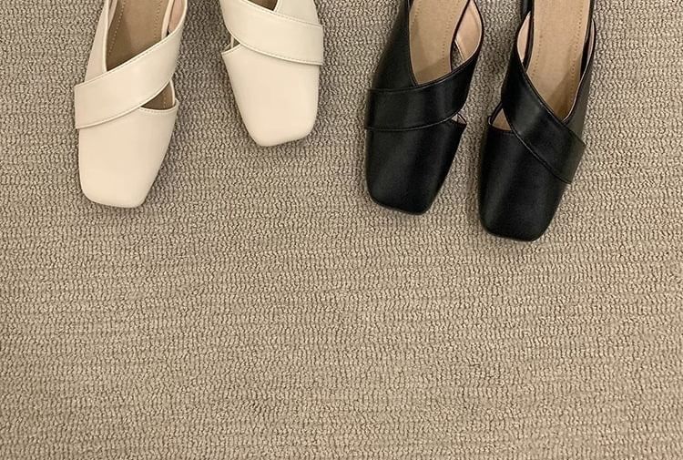 Square Cross Criss Toe Mules