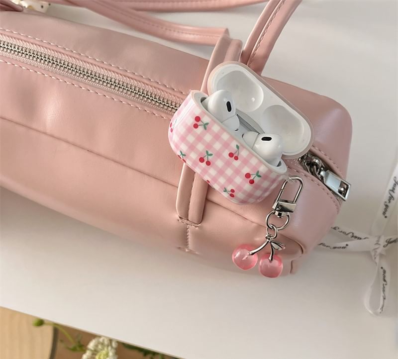 Cherry Plaid Apple AirPods / Pro Earphone Case Skin with Charm