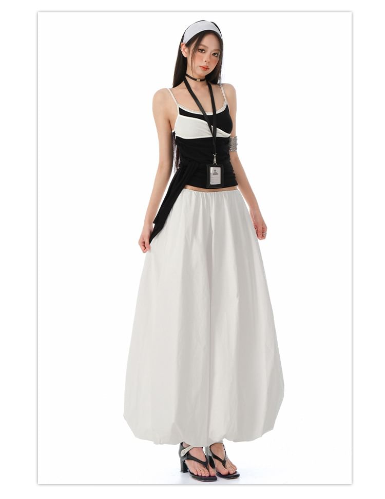 High-Rise Maxi Skirt in Simple Solid Color