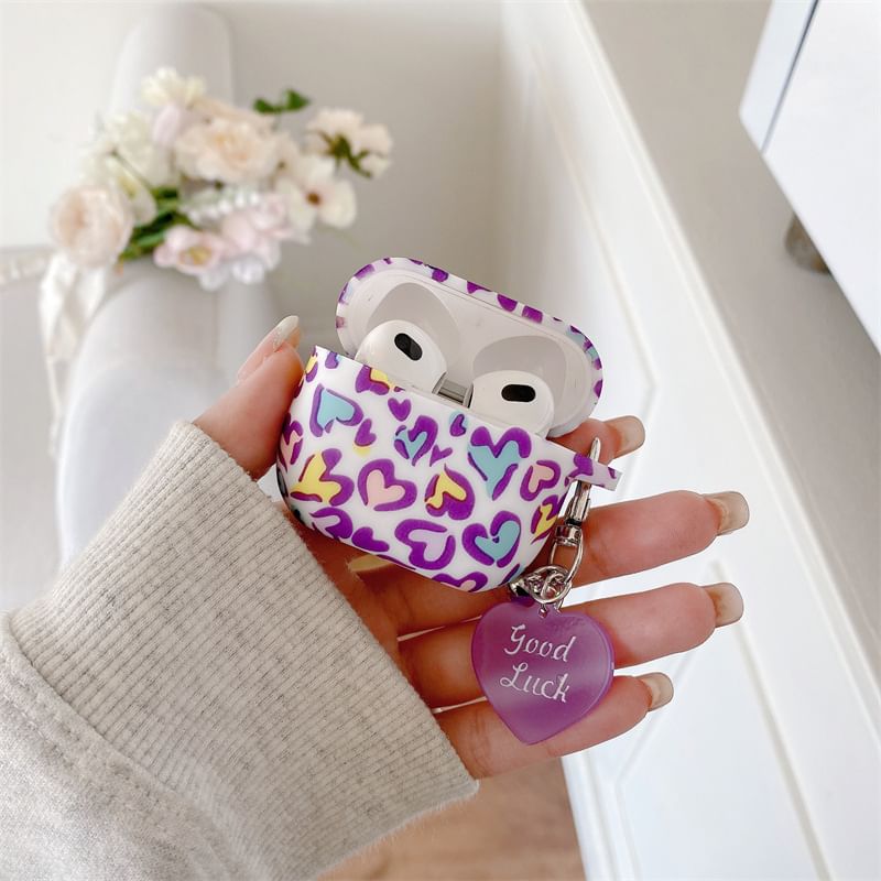 Heart Leopard Print Apple AirPods / Pro Earphone Case Skin with Charm