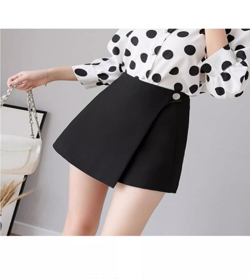 Asymmetrical High Waist Plain Mini Skirt