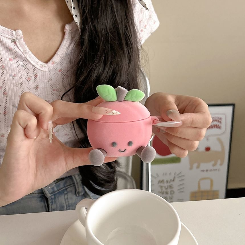 Peach Flocking Apple AirPods / Pro Earphone Case Skin