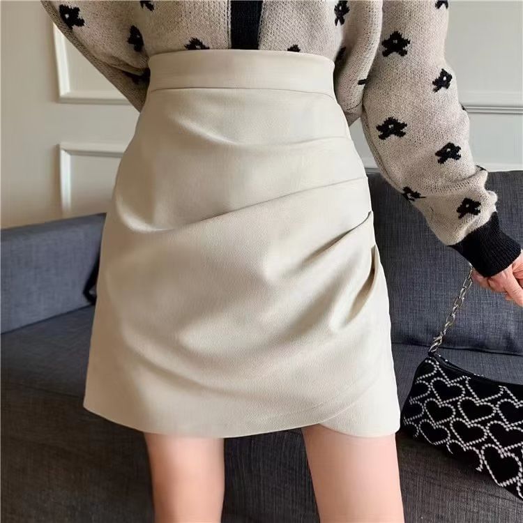 High Waist Mini Pencil Skirt Plain
