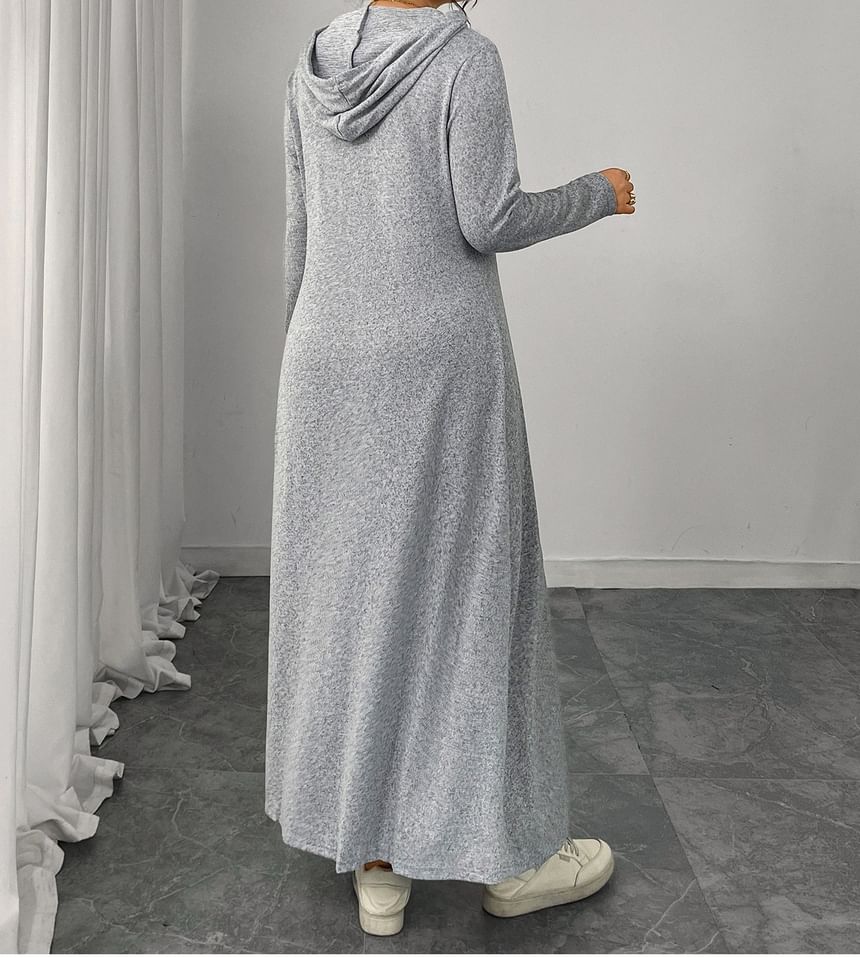 Plain Maxi A-Line Hoodie Dress