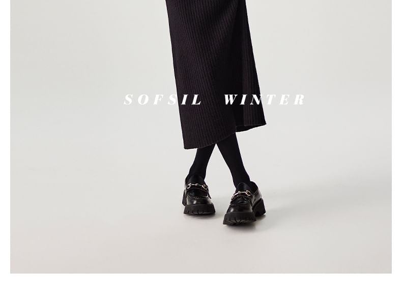 Knit Midi H-Line Skirt with High Rise