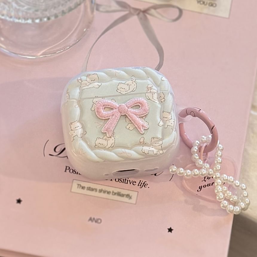 Bow Cat Apple AirPods / Pro Earphone Case Skin with Charm