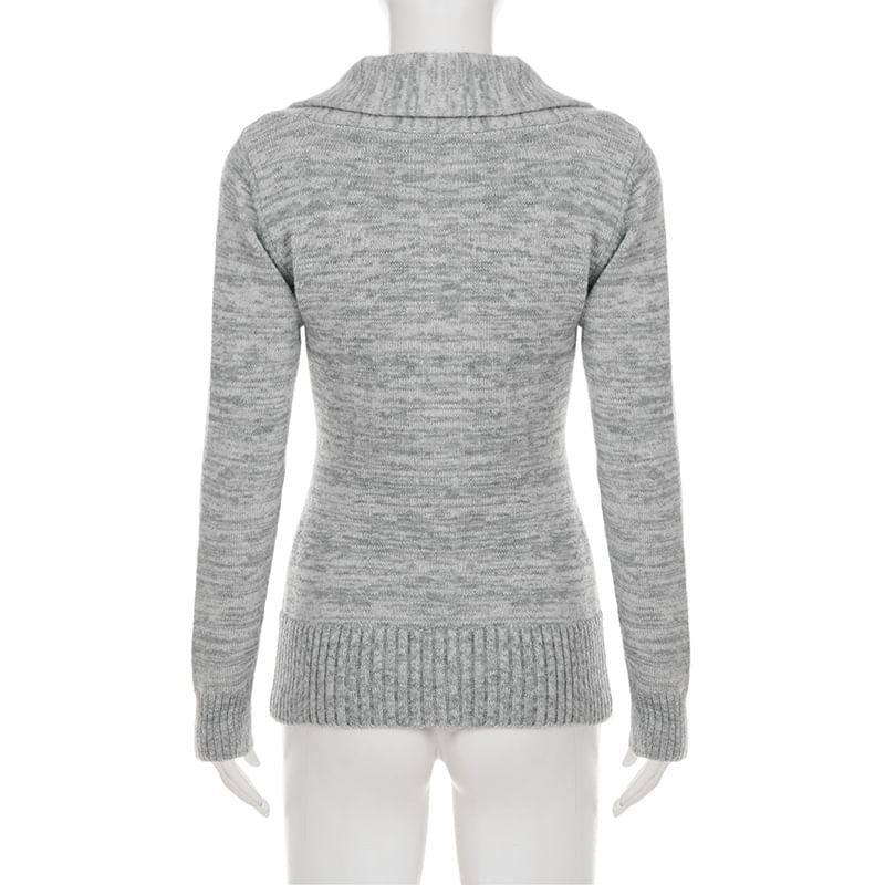 Buttoned V-Neckline Sweater