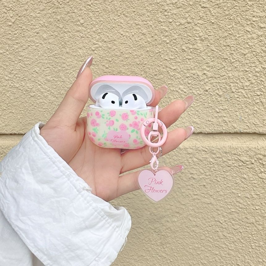 Floral Apple AirPods / Pro Earphone Case Skin with Heart Charm