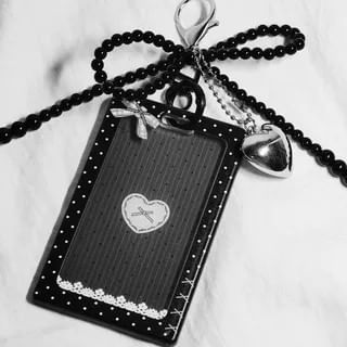 Bow Polka Dot Card Holder Bag Charm Keyring