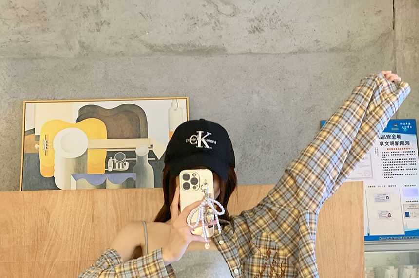 Plaid Oversized Long Sleeve Shirt with Flap Pocket