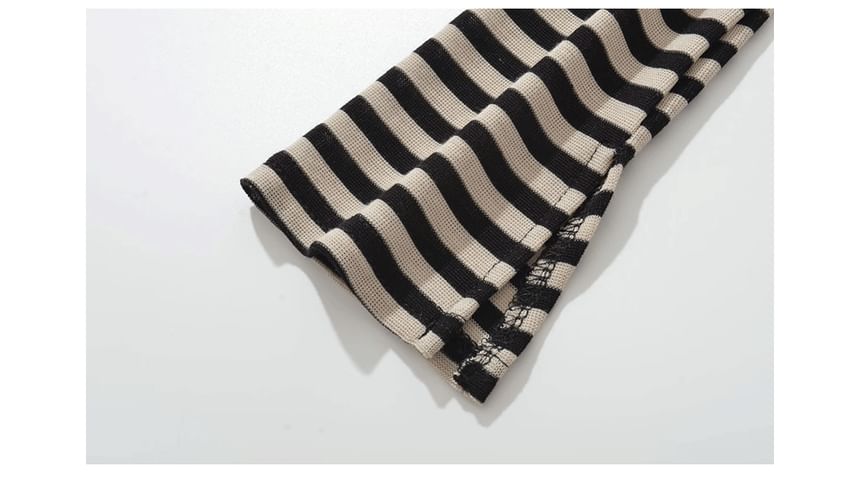 Flared Sleeve Striped Scoop Neck Bodysuit