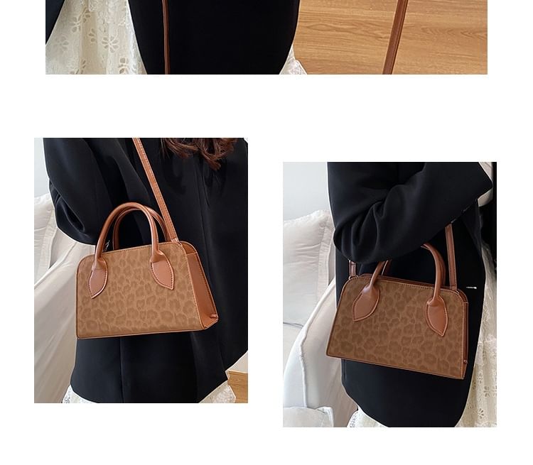 Top Handle Leopard Print Crossbody Bag