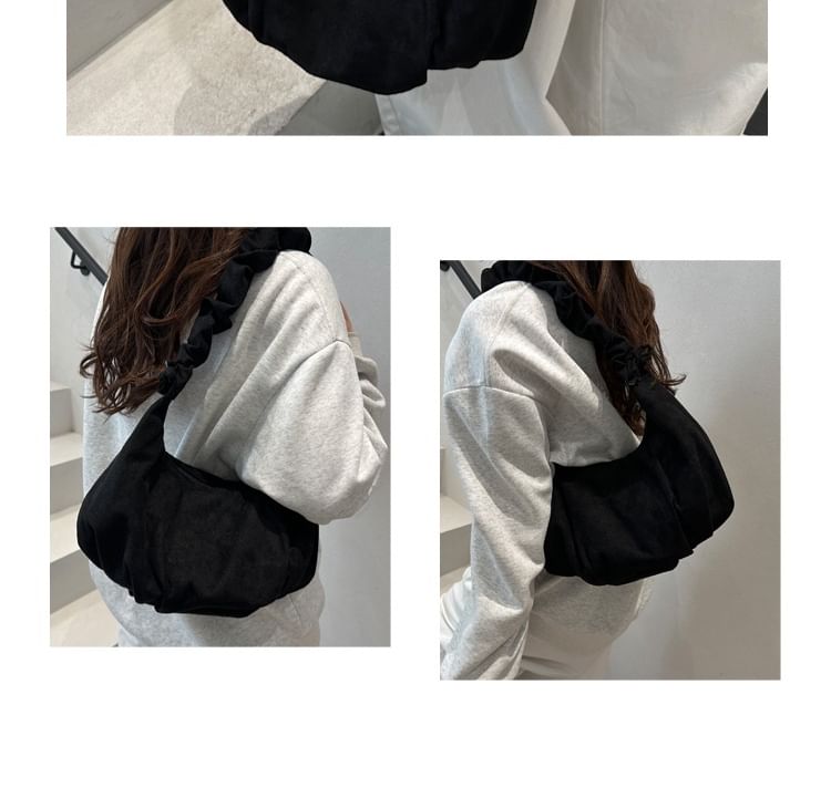 Ruched Strap Plain Shoulder Bag
