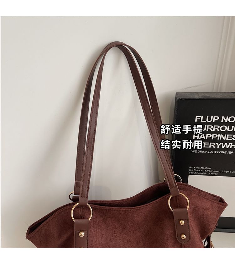 Plain Faux Suede Tote Bag