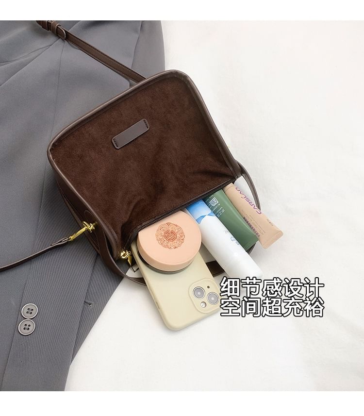 Top Handle Plain Faux Suede Crossbody Bag