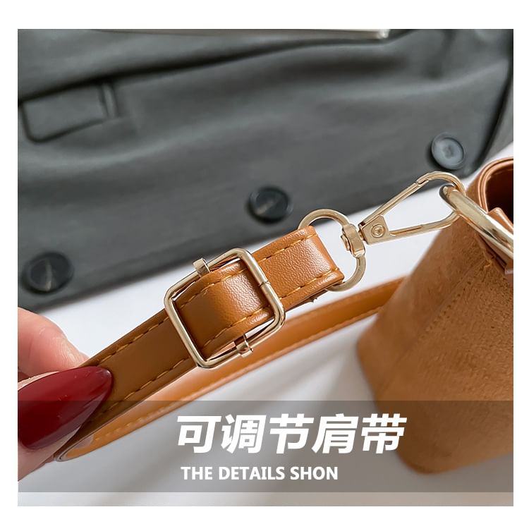 Faux Suede Top Handle Crossbody Bag