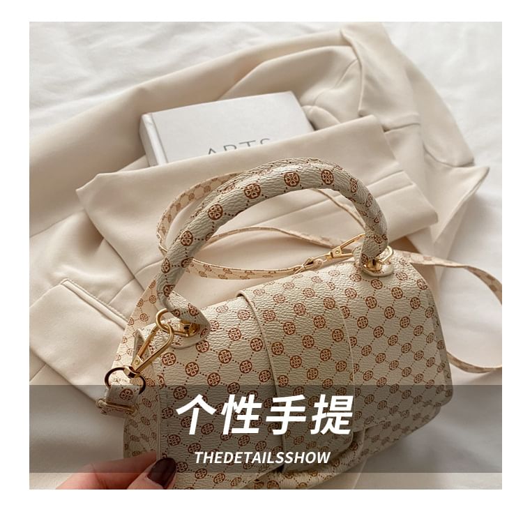 Patterned Flap Top Handle Crossbody Bag