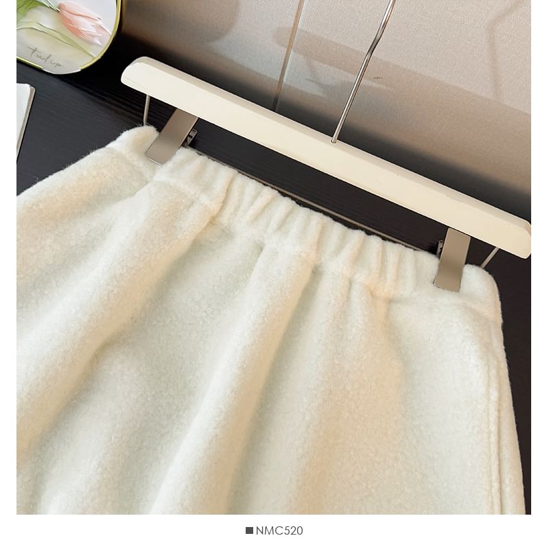 Elastic Waist Fleece Maxi A-Line Skirt