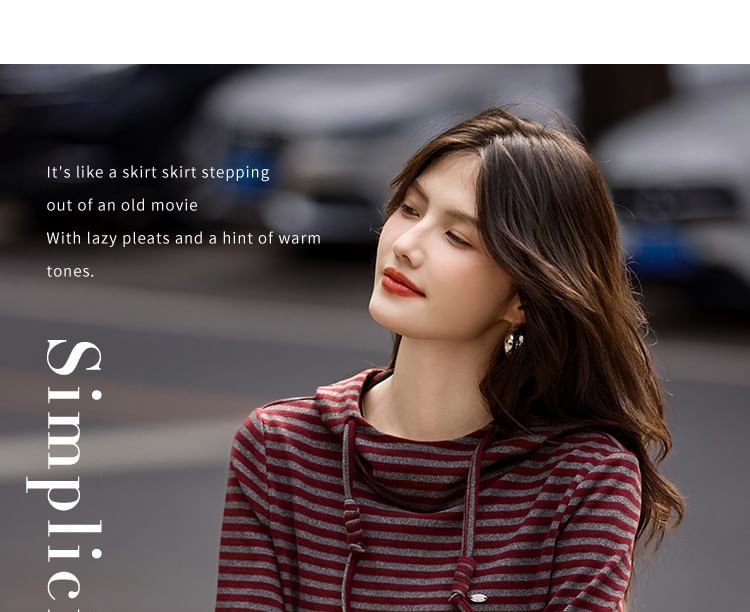 Striped Pullover with Drawstring
