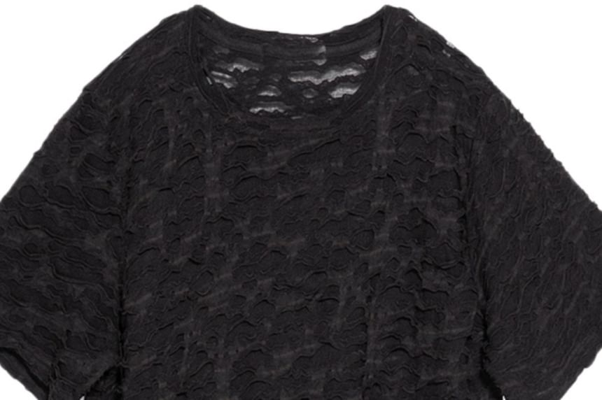 Textured Slit Crew Tee in Solid