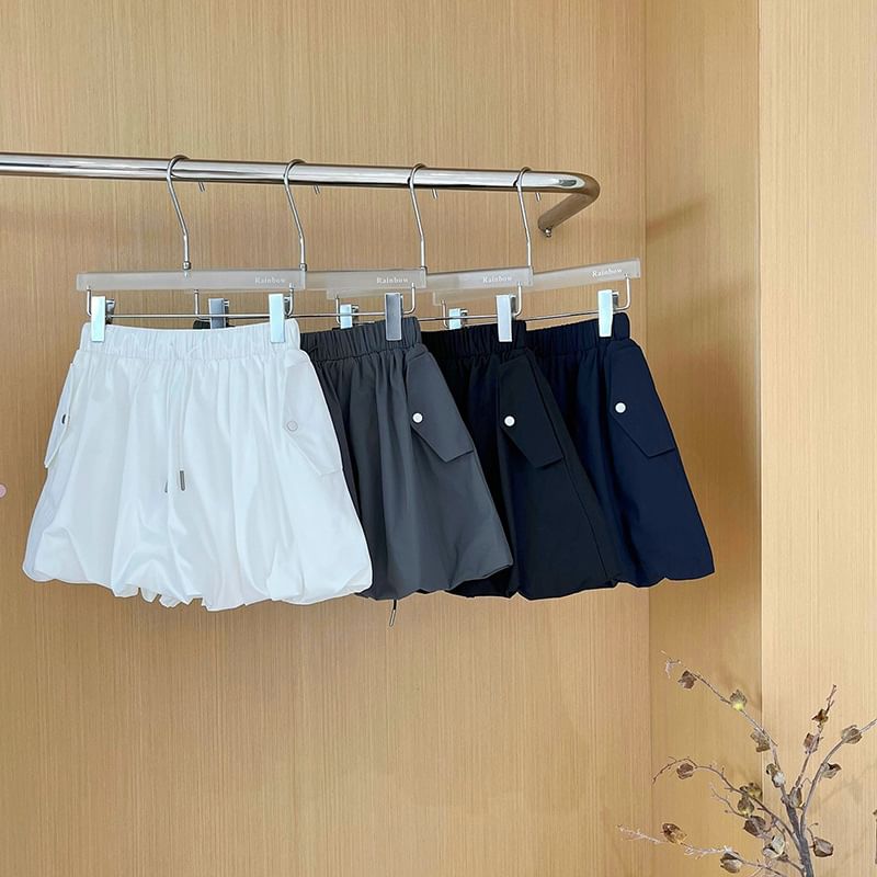 Drawstring Waist Mini A-Line Skirt
