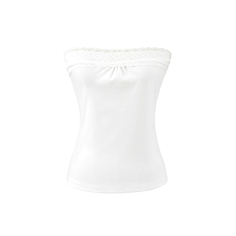Lace Panel Crop Tube Top