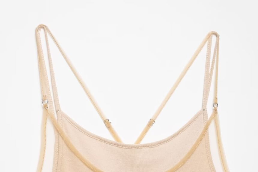 Mock Two-Piece Camisole with Scoop Neck and Spaghetti Straps