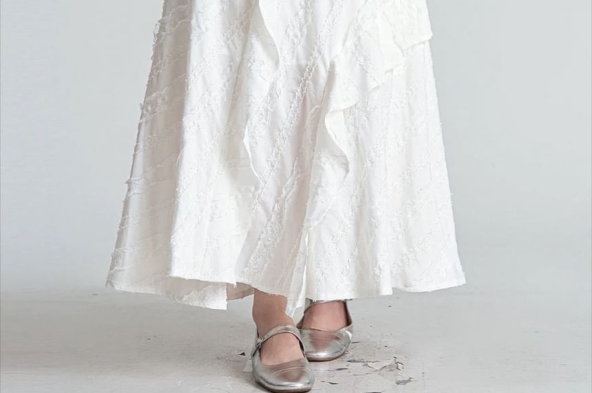 High Waist Asymmetrical Plain Maxi A-Line Skirt
