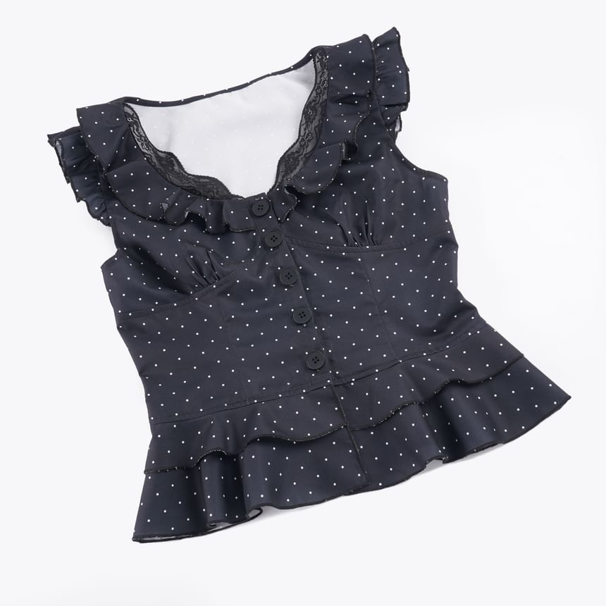 V-Neck Dotted Crop Top