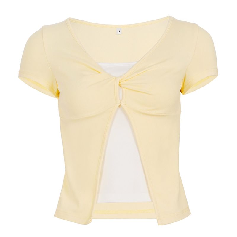 Mock Two-Piece Layered Crop Top