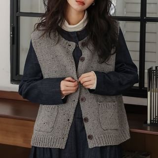 Sweater Vest and Denim Smock Dress Set