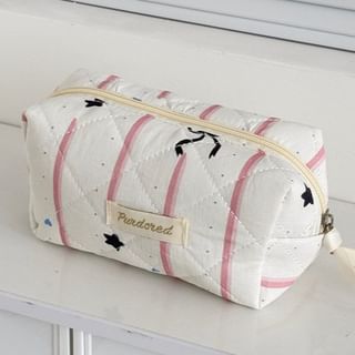 Bow Star Striped Fabric Makeup Bag (Various Designs)