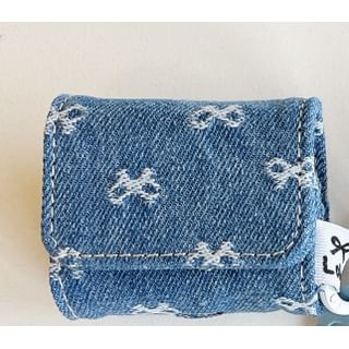 Bow Embroidered Denim Apple AirPods / Pro Earphone Case Skin / Tag Charm / Set