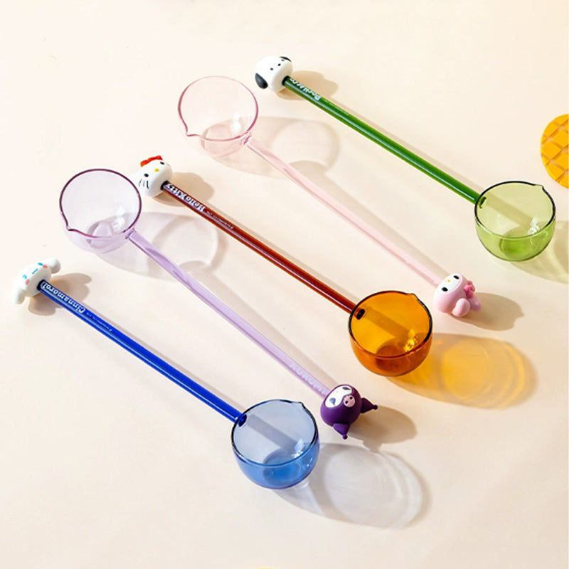 Cartoon Long-handled Glass Spoon