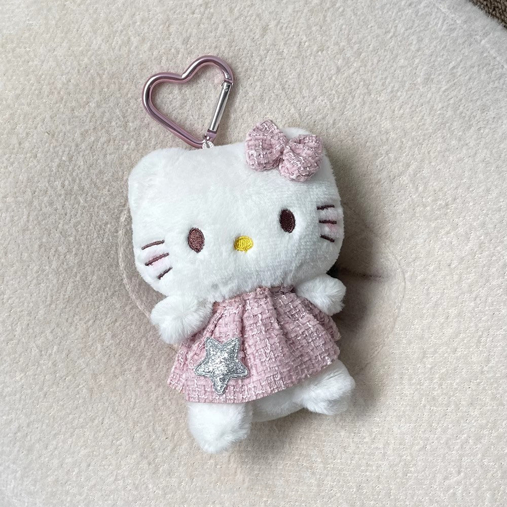Pink Skirt Kitty Plush Keychain