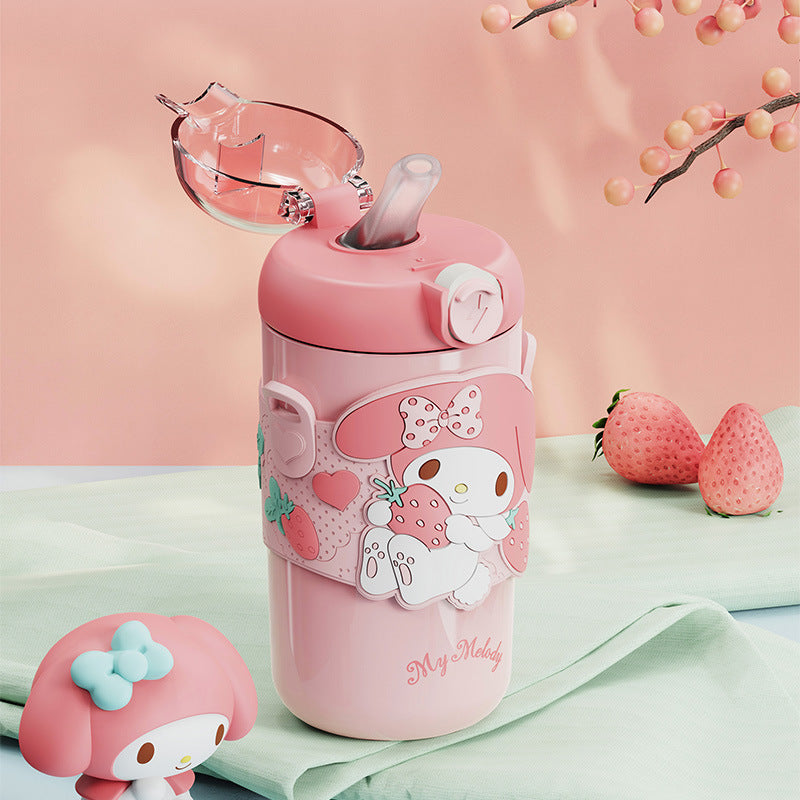 Kawaii Vacuum Bottle with Shoulder Strap 380ml
