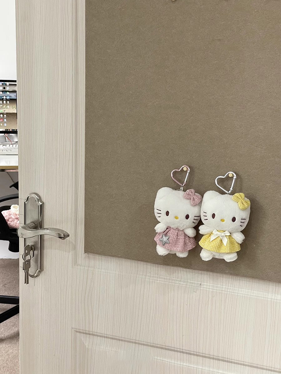 Pink Skirt Kitty Plush Keychain