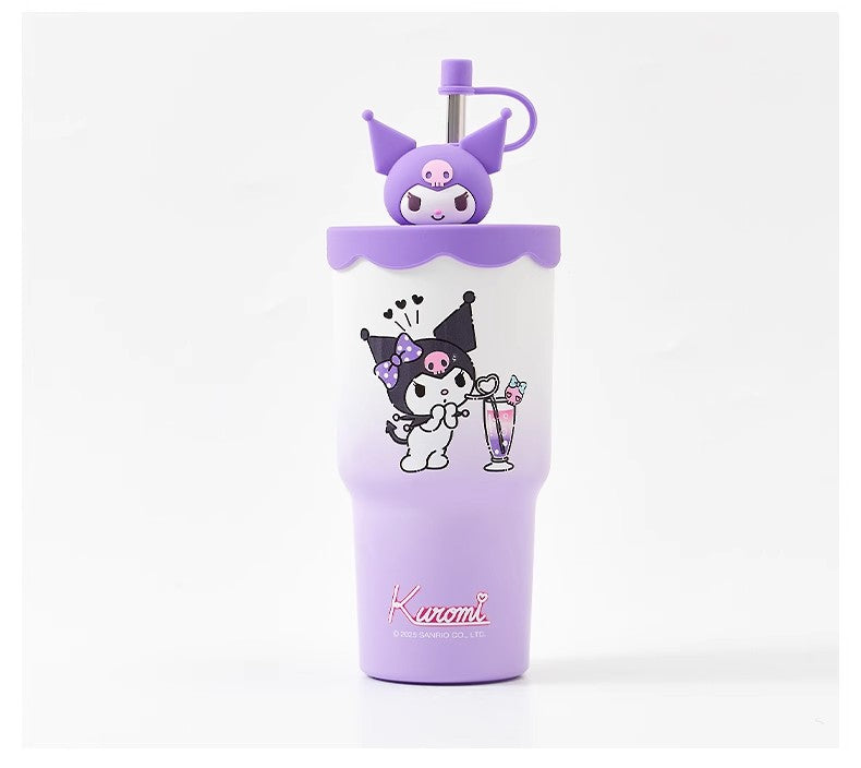 Cute Straw Stainless Steel Water bottle 580ml