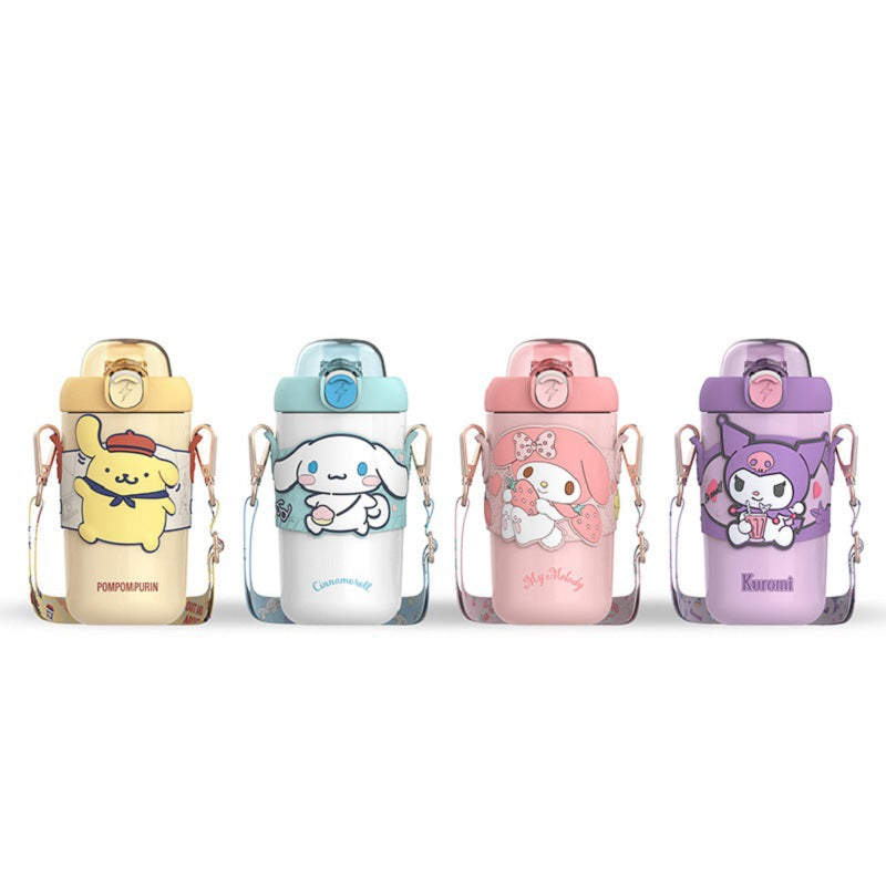 Kawaii Vacuum Bottle with Shoulder Strap 380ml