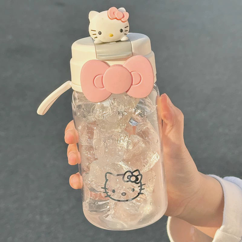 Kitty Bow Plastic Straw Bottle KI462