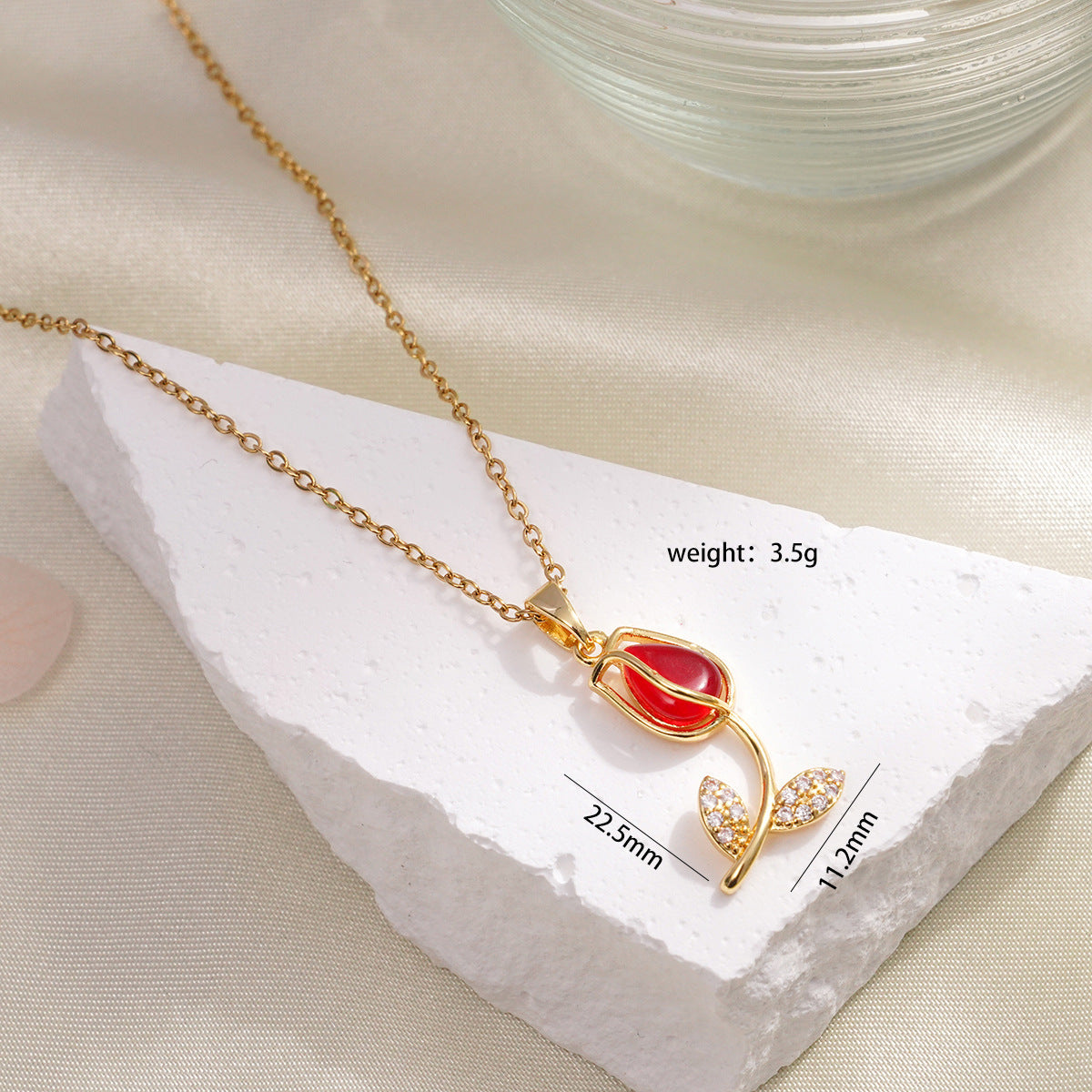 Elegant Rhinestone Crystal Tulip Pendant Necklace