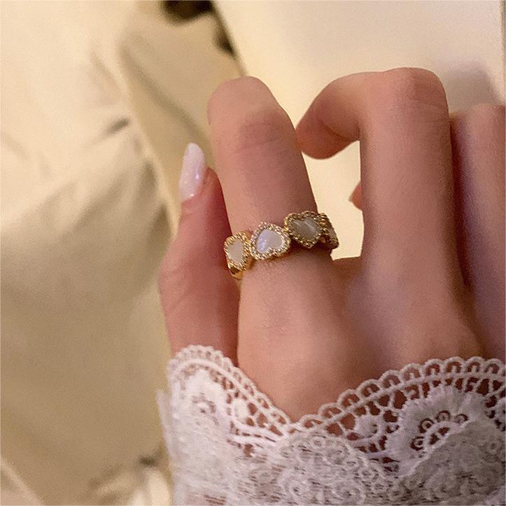 Elegant Gold Plated Enamel Heart Open Ring