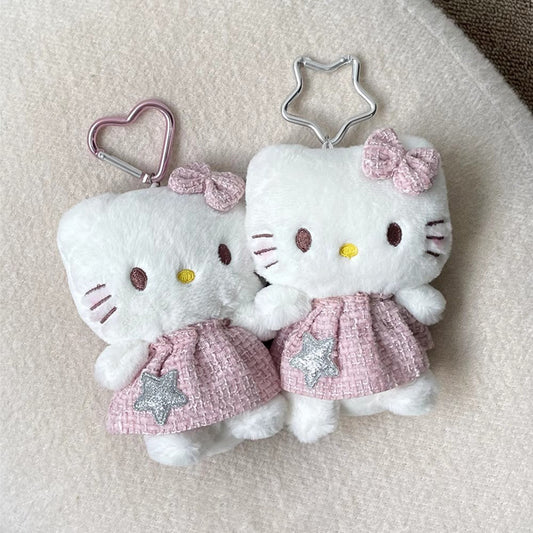 Pink Skirt Kitty Plush Keychain