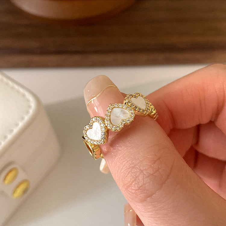 Elegant Gold Plated Enamel Heart Open Ring