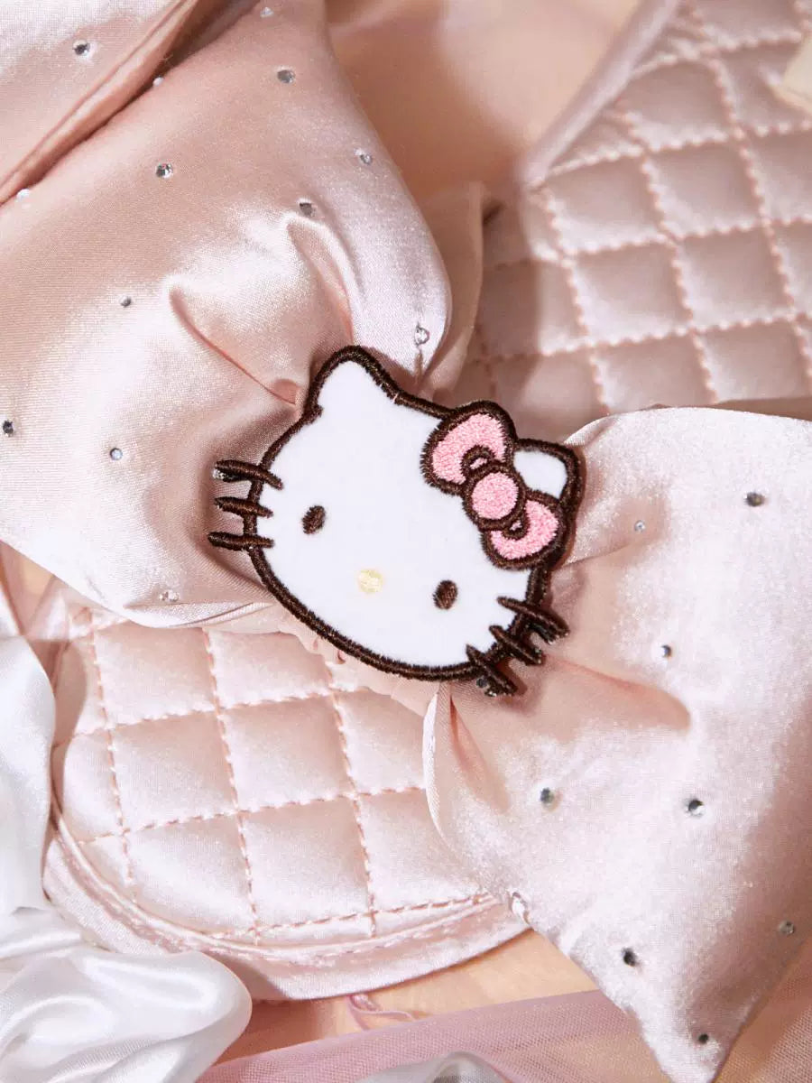 Kitty Pink Bowtie House Slippers Indoor Satin Slippers